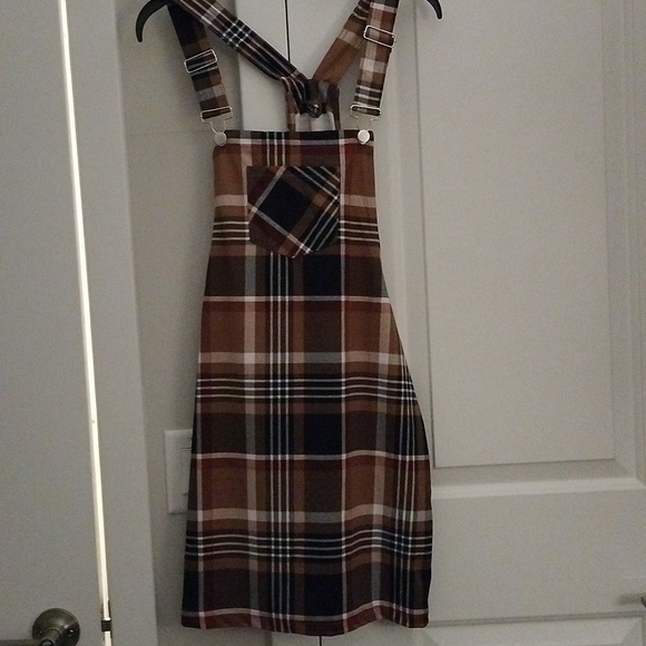 Jolie Dresses & Skirts - trending Plaid Overalls dress